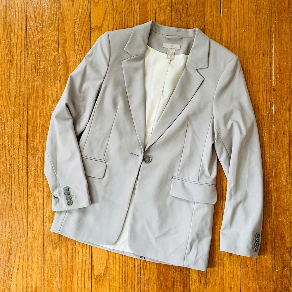 Gray Blazer with Button Detail